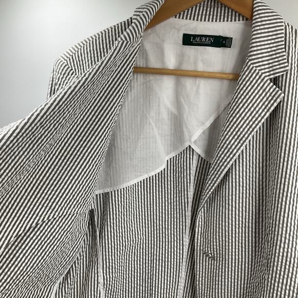 Ralph Lauren Striped Cotton Blazer Jacket Seersucker XL Size 16 Stretch - Picture 11 of 12